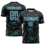 Custom Black Gray Teal Sublimation Soccer Jersey Uniform for Teams and Players Personalized Black Gray-Teal Sublimation Soccer