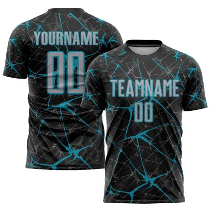 Custom Black Gray Teal Sublimation Soccer Jersey Uniform for Teams and Players Personalized Black Gray-Teal Sublimation Soccer