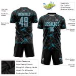 Custom Black Gray Teal Sublimation Soccer Jersey Uniform for Teams and Players Personalized Black Gray-Teal Sublimation Soccer