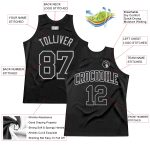 Personalized Basketball Jersey in Black and Gray - Retro Throwback Design Personalized Black Gray Throwback Basketball Jersey