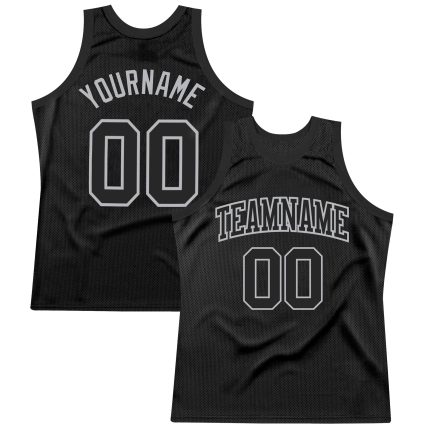 Personalized Basketball Jersey in Black and Gray - Retro Throwback Design Personalized Black Gray Throwback Basketball Jersey