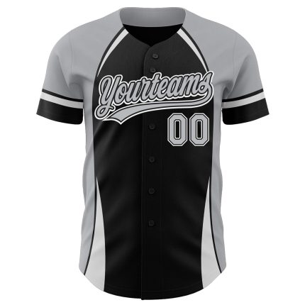 Personalized 3D Curve Baseball Jersey - Black Gray White Color Design Personalized Black Gray-White 3D Curve Solid Baseball