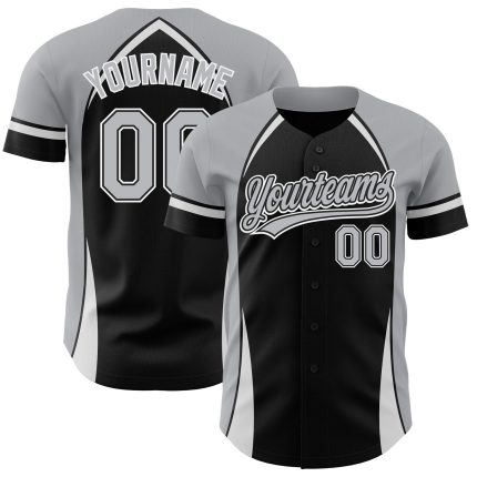 Personalized 3D Curve Baseball Jersey - Black Gray White Color Design Personalized Black Gray-White 3D Curve Solid Baseball