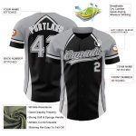 Personalized 3D Curve Baseball Jersey - Black Gray White Color Design Personalized Black Gray-White 3D Curve Solid Baseball