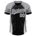 Customizable 3D Pattern Authentic Baseball Jersey - Black Gray White, Personalized with Team Name and Number Personalized