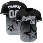 Custom Name Number Black White Gray 3D Twinkle Star Gradient Baseball Jersey - Personalized Team Apparel Personalized Black