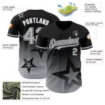 Custom Name Number Black White Gray 3D Twinkle Star Gradient Baseball Jersey - Personalized Team Apparel Personalized Black