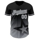 Custom Name Number Black White Gray 3D Twinkle Star Gradient Baseball Jersey - Personalized Team Apparel Personalized Black