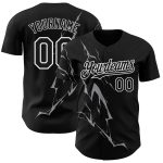 Custom Name Number Baseball Jersey - Personalized 3D Lightning Design in Black Gray White Personalized Black Gray-White 3D