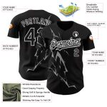 Custom Name Number Baseball Jersey - Personalized 3D Lightning Design in Black Gray White Personalized Black Gray-White 3D