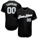 Custom Name and Number Personalized Baseball Jersey - Black Gray-White Authentic Team Jersey Personalized Black Gray-White