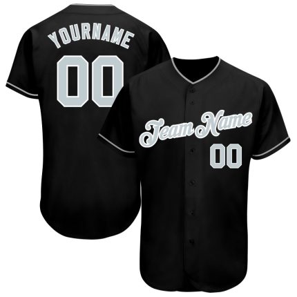 Custom Name and Number Personalized Baseball Jersey - Black Gray-White Authentic Team Jersey Personalized Black Gray-White