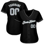 Custom Name and Number Personalized Baseball Jersey - Black Gray-White Authentic Team Jersey Personalized Black Gray-White