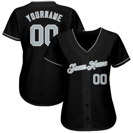 Custom Name and Number Personalized Baseball Jersey - Black Gray-White Authentic Team Jersey Personalized Black Gray-White