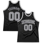 Custom Name and Number Authentic Throwback Basketball Jersey - Personalized Black Gray-White Team Jersey Personalized Black