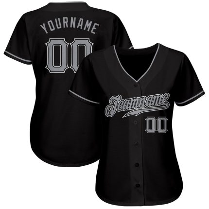 Custom Black and Gray White Baseball Jersey for Men and Women Personalized Black Gray-White Baseball Jersey 3