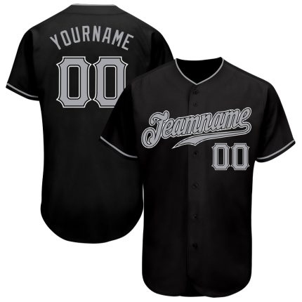 Custom Black and Gray White Baseball Jersey for Men and Women Personalized Black Gray-White Baseball Jersey 3