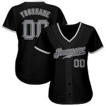 Personalized Black Gray White Baseball Jersey for Kids and Adults Personalized Black Gray-White Baseball Jersey 4