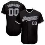 Personalized Black Gray White Baseball Jersey for Kids and Adults Personalized Black Gray-White Baseball Jersey 4