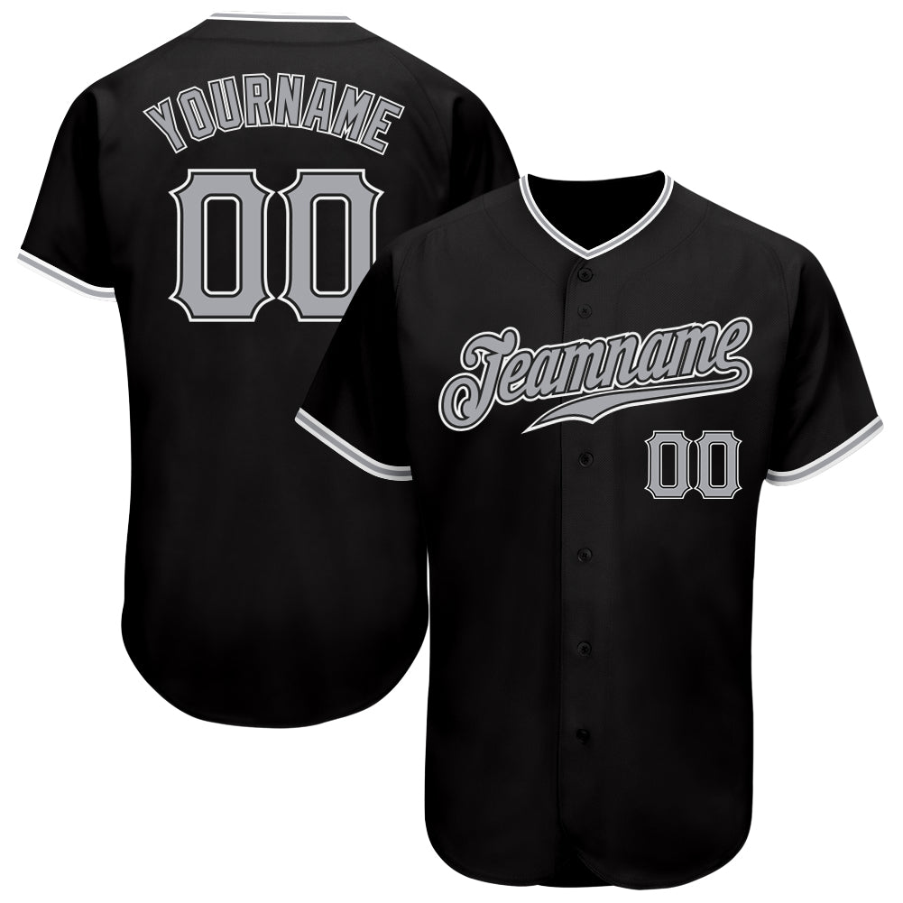 Personalized Black Gray White Baseball Jersey for Kids and Adults Personalized Black Gray-White Baseball Jersey 4