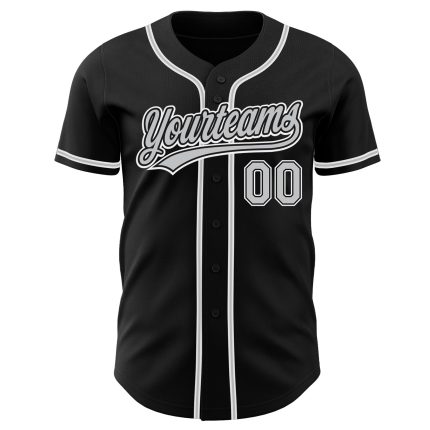 Personalized Baseball Jersey in Black Gray-White - Custom Team Gear, Size 5 Personalized Black Gray-White Baseball Jersey