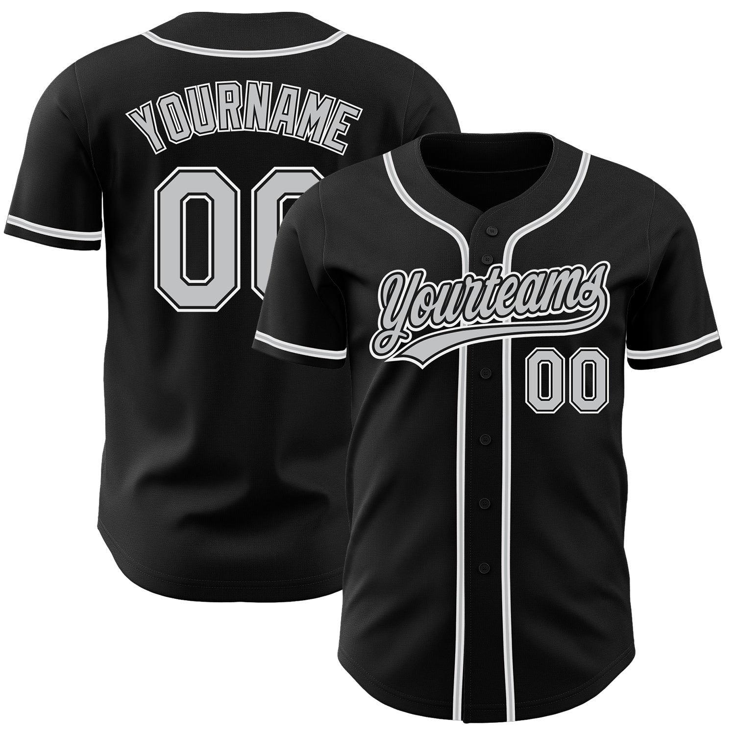 Personalized Baseball Jersey in Black Gray-White - Custom Team Gear, Size 5 Personalized Black Gray-White Baseball Jersey