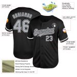 Custom Name Number Baseball Jersey - Personalized Black Gray White Mesh Authentic Throwback Design Personalized Black Gray-White