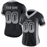 Custom Name and Number Football Jersey for Team, Personalized Black Gray-White Mesh Drift Fashion Personalized Black Gray-White