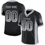 Custom Name and Number Football Jersey for Team, Personalized Black Gray-White Mesh Drift Fashion Personalized Black Gray-White