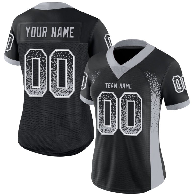 Customized Black Gray White Mesh Fashion Football Jersey Personalized Black Gray-White Mesh Drift Fashion Football Jersey