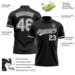 Personalized Vapor Golf Polo Shirt in Black Gray-White for Men, Performance Fit Personalized Black Gray-White Performance