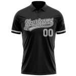 Personalized Vapor Golf Polo Shirt in Black Gray-White for Men, Performance Fit Personalized Black Gray-White Performance