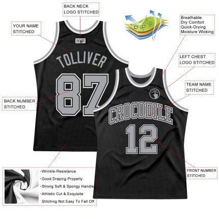 Custom Black Gray White Throwback Basketball Jersey Personalized for Fans Personalized Black Gray-White Throwback Basketball