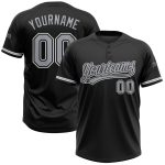 Custom Name Number Unisex Softball Jersey - Personalized Black Gray-White Two-Button Top Personalized Black Gray-White Two-Button