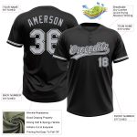 Custom Name Number Unisex Softball Jersey - Personalized Black Gray-White Two-Button Top Personalized Black Gray-White Two-Button