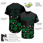Custom Name and Number St. Patricks Day Baseball Jersey with 3D Black Green Clovers and Billiard Balls Design Personalized