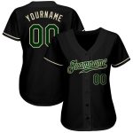 Customizable Black Green Cream Baseball Jersey with Team Name & Number Personalized Black Green-Cream Authentic Baseball
