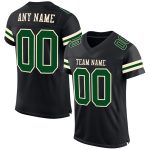 Personalized Black Green-Cream Mesh Football Jersey for Kids and Adults Personalized Black Green-Cream Mesh Football Jersey