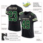 Personalized Black Green-Cream Mesh Football Jersey for Kids and Adults Personalized Black Green-Cream Mesh Football Jersey
