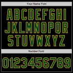 Personalized Baseball Jersey in Black Green Gold with Arm Shapes - Customizable Design Personalized Black Green-Gold 3 Colors
