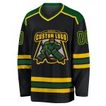 Personalized Black Green Gold Hockey Jersey for Men and Women - Custom Team Apparel Personalized Black Green-Gold Hockey