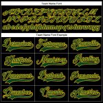 Personalized Black Green Gold Hockey Jersey with Lace Neck Design Personalized Black Green-Gold Hockey Lace Neck Jersey