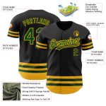 Personalized Black Green Gold Line Jersey for Baseball - Custom Sports Apparel Personalized Black Green-Gold Line Baseball
