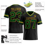 Personalized Black Green Gold Football Jersey - Custom Mesh Sports Apparel Personalized Black Green-Gold Mesh Football Jersey