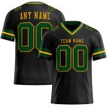 Personalized Black Green Gold Football Jersey - Custom Mesh Sports Apparel Personalized Black Green-Gold Mesh Football Jersey