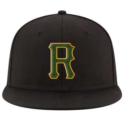 Custom Name Number Black Green Gold Snapback Hat Adjustable Stitched Team Personalized Personalized Black Green-Gold Stitched