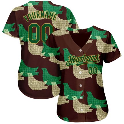 Custom 3D Pattern Bird Baseball Jersey - Personalized Black Green Old Gold with Name & Number Personalized Black Green-Old