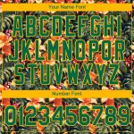 Personalized Tropical Hawaii Plant Performance T-Shirt with 3D Pattern, Custom Black Green-Yellow Design, Team Name & Number