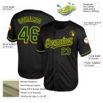 Custom Black Green-Yellow Mesh Baseball Jersey with Personalized Name & Number | Authentic Throwback Design Personalized