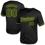 Personalized Black Green Yellow Throwback Baseball Jersey for Men Personalized Black Green-Yellow Mesh Throwback Baseball